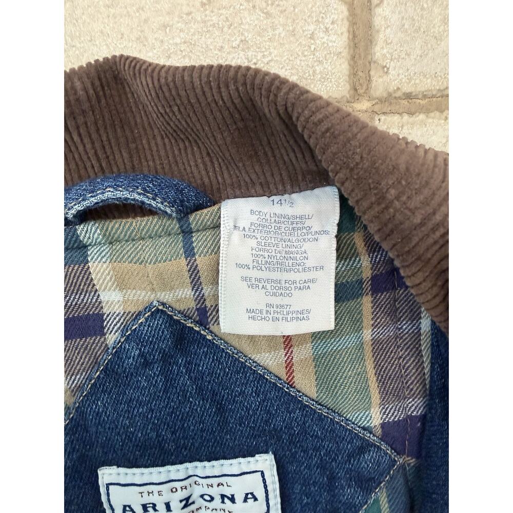 VTG Arizona Jean Co. Flannel Lined Jean Jacket Corduroy Collar - Girls Sz. 14.5 - Picture 4 of 12